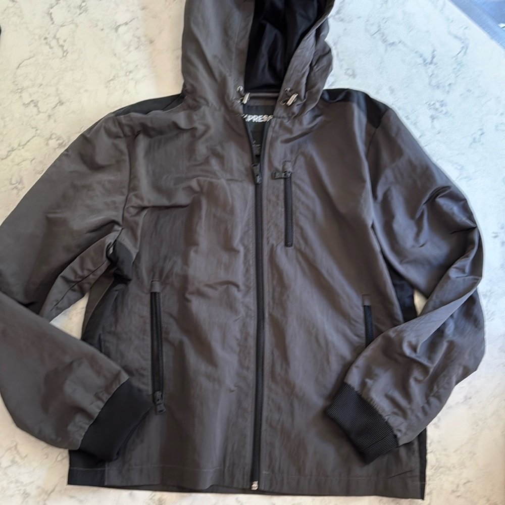 Express Charcoal Grey Windbreaker Jacket